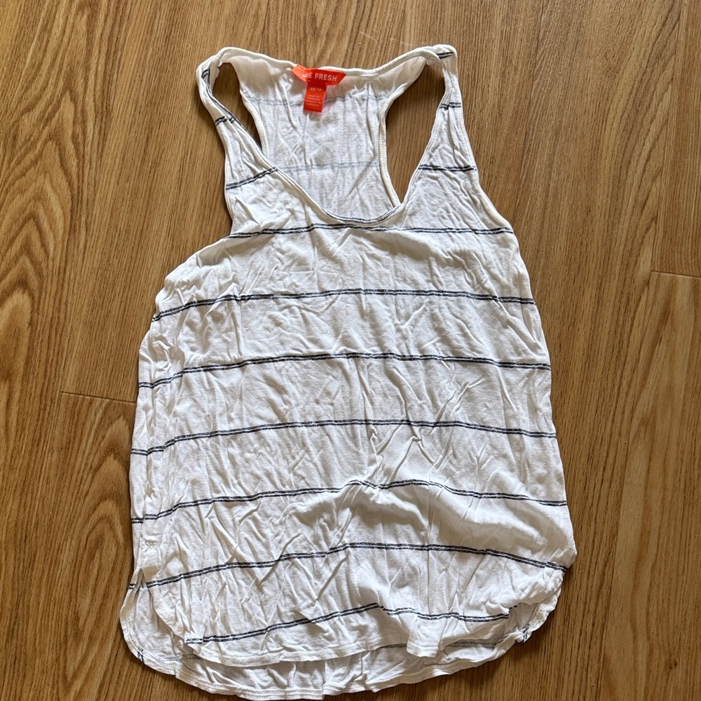 Joe Fresh White Tank Top with Blue Stripes